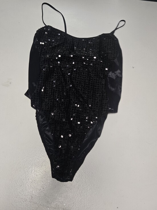 Miss California Pants - Vintage Miss California Women's Sequin Black Bodysuit Dance Cosplay Size Medium